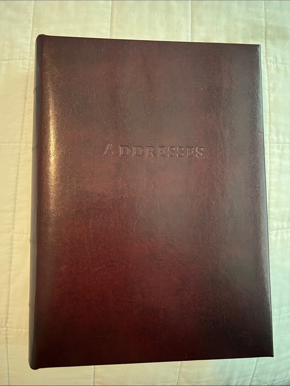 Embossed 'ADDRESSES' Leather Address Book - Deep Brown